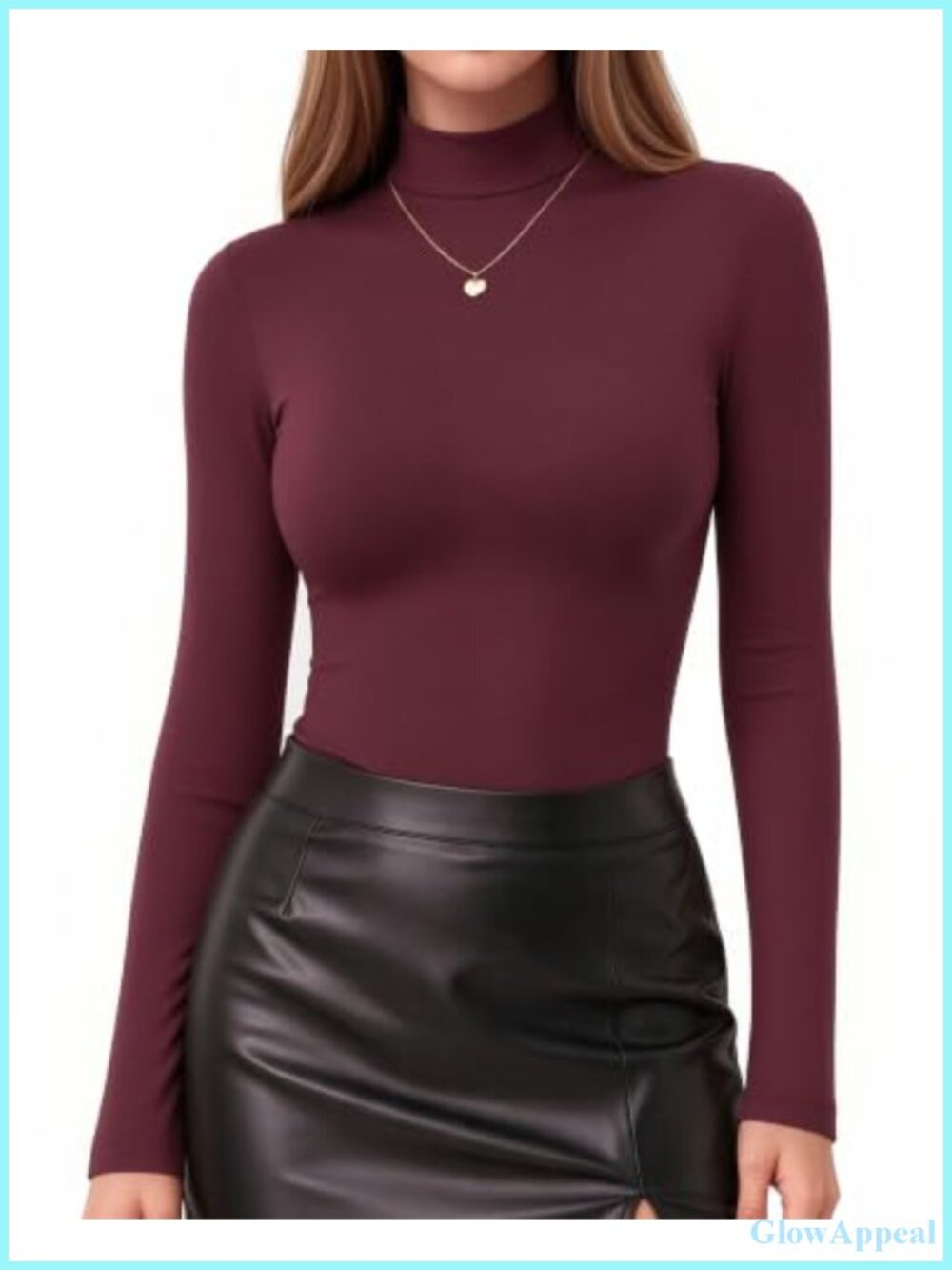 Womens Mock Turtleneck Long Sleeve Fitted Top Slim Fit Layer
